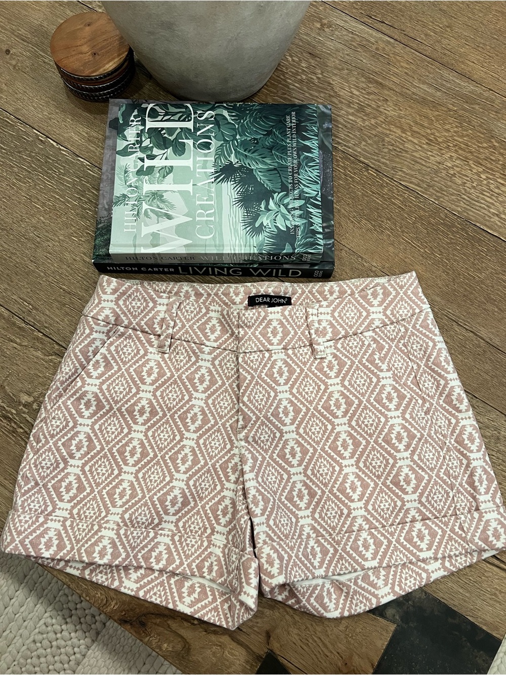 Dear John Blush Diamond-Print High Waist Shorts